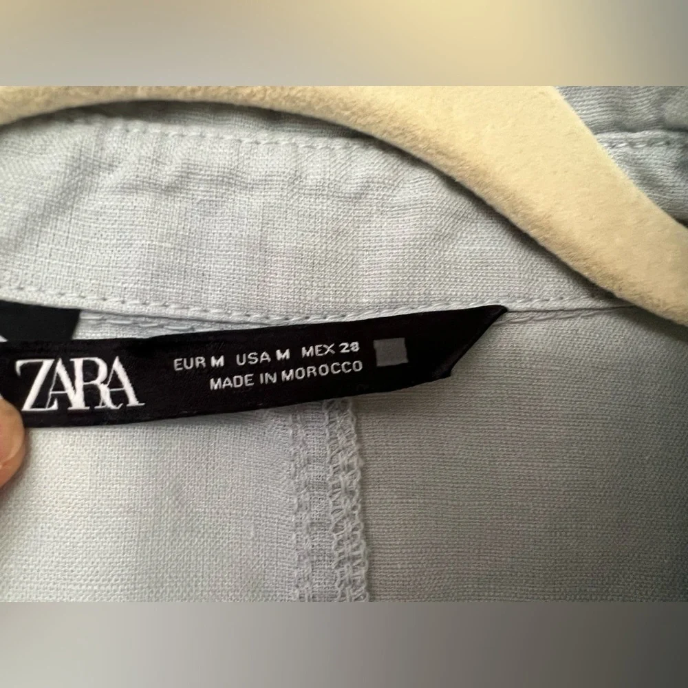 Zara Limited Edition Wide Linen Blend Cargo Jumpsuit. Size M